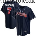 Mænd Atlanta Braves MLB Trøjer Dansby Swanson  Navy Alternate Player Name