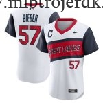 Mænd Cleveland Indians MLB Trøjer Shane Bieber  Hvid 2021 Little League Classic Hjemme Player