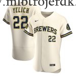 Mænd Milwaukee Brewers MLB Trøjer Christian Yelich  Cream Hjemme Player