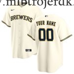 Mænd Milwaukee Brewers MLB Trøjer  Cream Hjemme Custom