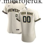 Mænd Baseball MLB Milwaukee Brewers  Cream Hjemme Custom Trøjer Patch