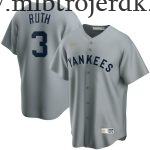 Mænd New York Yankees MLB Trøjer Babe Ruth  Grå Road Cooperstown Collection Player
