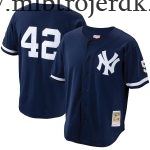 Mænd New York Yankees MLB Trøjer Mariano Rivera Mitchell & Ness Navy Cooperstown Collection Mesh Batting Practice Button-Up