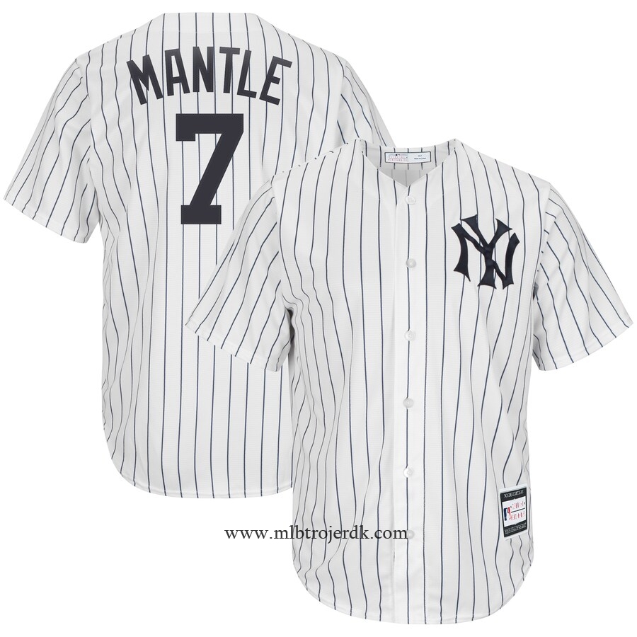 Mænd New Yankees MLB Mickey Mantle Hvid Navy Hjemme Cooperstown Collection – MLB Baseball Trøje,køb MLB tøj