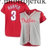 Kvinde Philadelphia Phillies MLB Trøjer Bryce Harper Grå Rød Plus Size