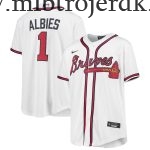 Børn Atlanta Braves MLB Trøjer Ozzie Albies  Hvid Hjemme Player